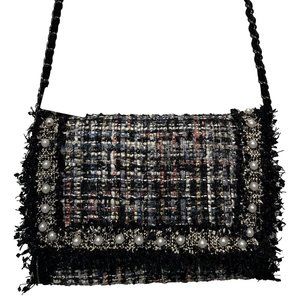 New Cristina Sabatini Chain-Link Tweed and Pearl Shoulder Bag (with tags)